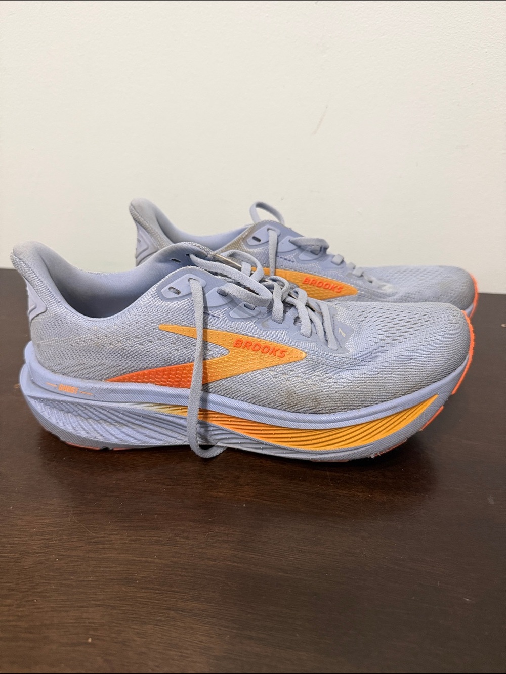 Brooks Gray Running Shoes with Orange Outsole